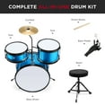 thumbnail image 6 of Best Choice Products Kids Beginner 3-Piece Drum, Musical Instrument Set w/ Sticks, Cushioned Stool, Drum Pedal - Light Blue Sparkle, 6 of 7