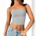 thumbnail image 7 of Striped Tube Tops for Women Teen Girls Strapless Off Shoulder Y2k Crop Bandeau Top Sleeveless Base Tee Summer (S, Silver), 7 of 7