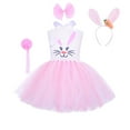 thumbnail image 2 of LLYWEY Girls Easter Dresses, Toddler Girl Cute Strapless Sleeveless Dresses with Hairband, Bowk Not Collar and Nail 4 Piece Sets, , Pinks, 5T, 2 of 9