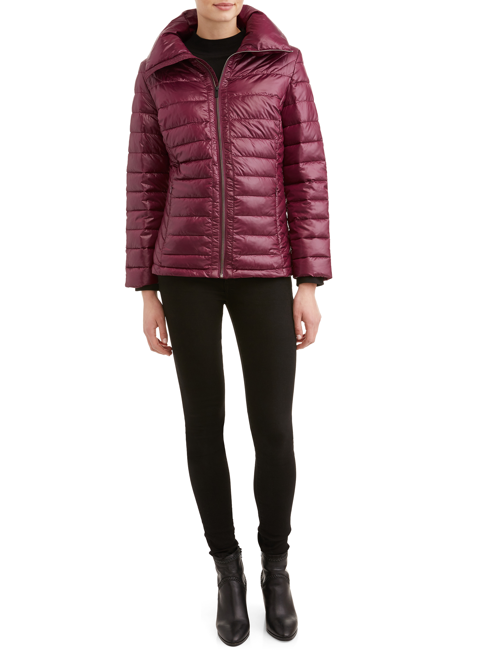 Women's Down Blend Quilted Jacket with Convertible Collar - image 2 of 5