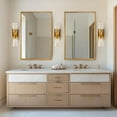 thumbnail image 3 of ANDY STAR Gold Bathroom Mirror, 24x36 Inch Beveled Rectangle Mirror, Brushed Brass Mirror in Stainless Steel Metal Frame, Wall Mount for Bathroom, Bedroom, Living Room, Mantel, 3 of 9