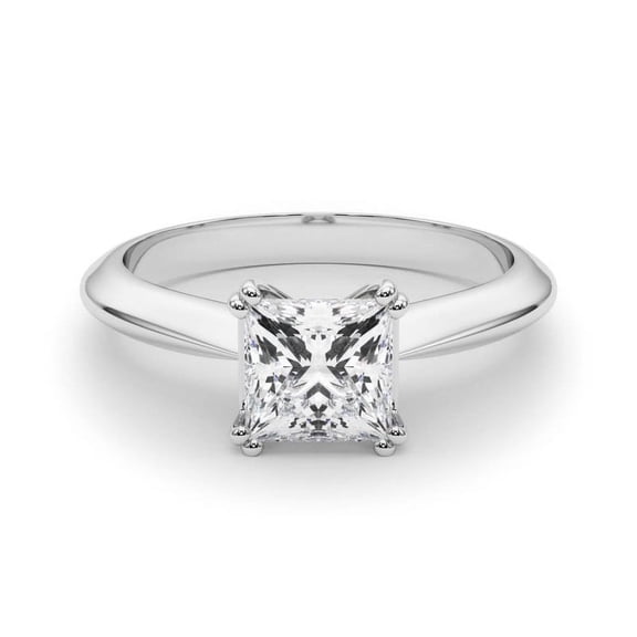 Empire Jewel 14K White Gold Plated Engagement Band - Prong Set 1.8 Ct Princess Cut Lab Created Diamond Wedding Ring - Anniversary Gift Jewelry for Women