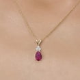 thumbnail image 3 of Gem Stone King 14K Yellow Gold Red Created Ruby and White Zirconia Pendant Necklace for Women | 1.16 Cttw | Gemstone July Birthstone | Pear Shape 8X5MM | With 18 inch Chain, 3 of 6