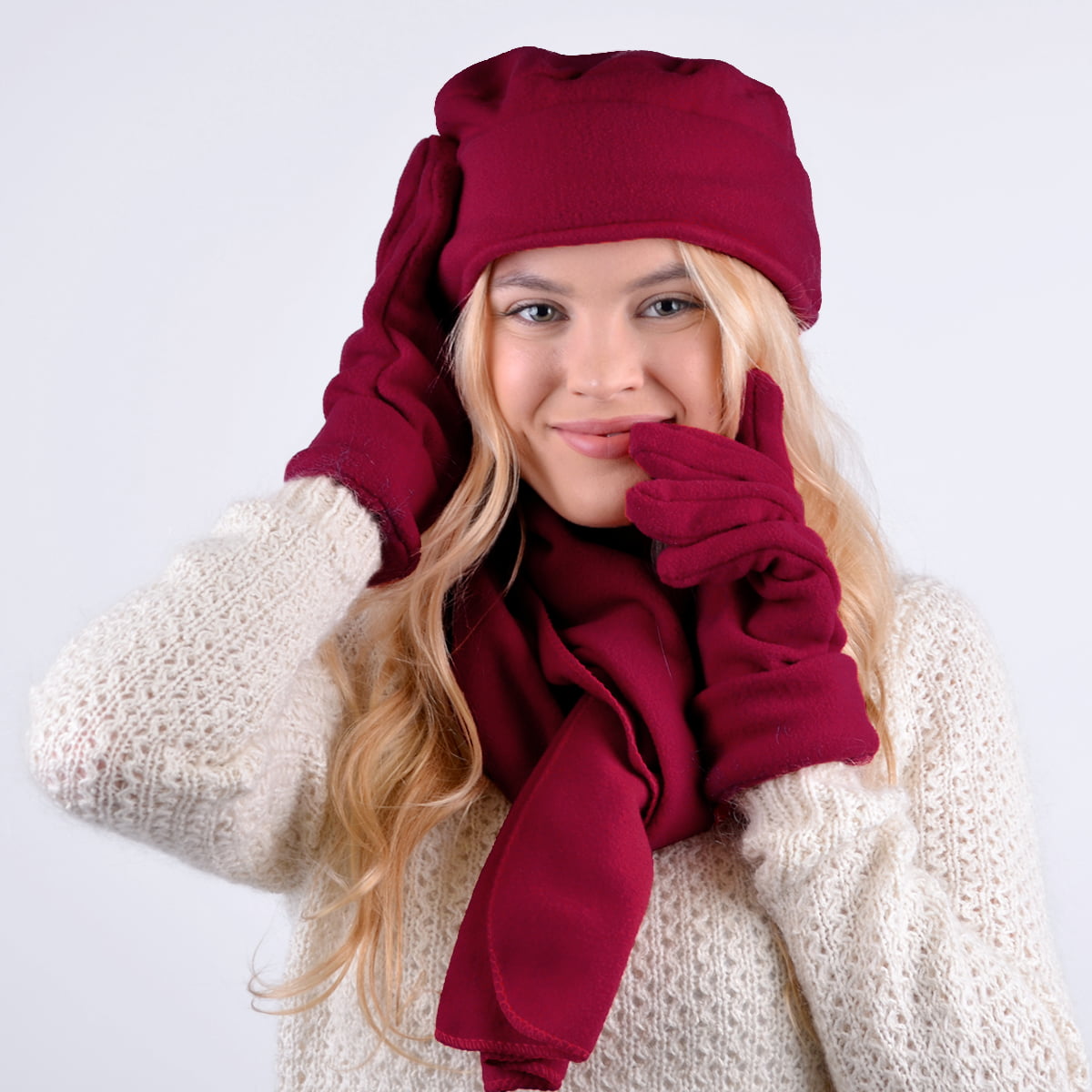 and - Set Set Scarf, Winter Gloves Hat, Fleece Women\'s Warm
