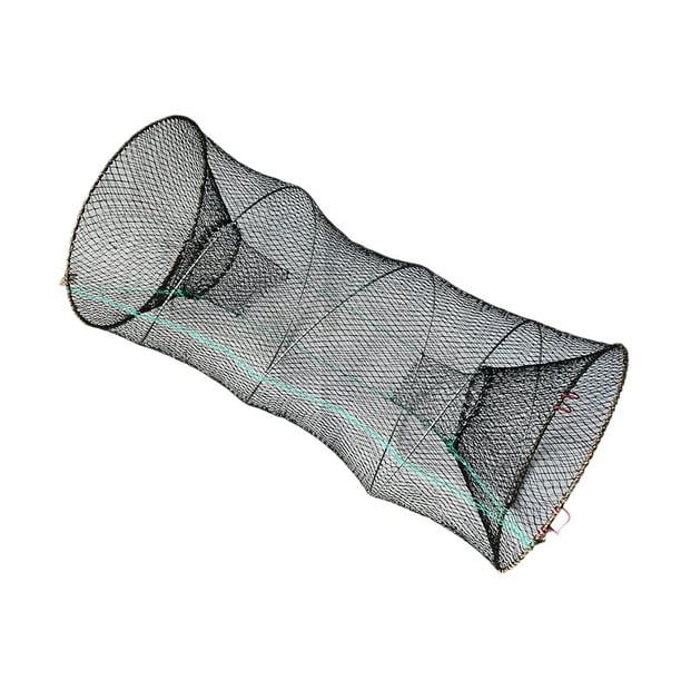 Foldable Bait Cast Mesh Trap Net Portable Fishing Landing Net Shrimp Cage  for Fish Lobster Prawn Minnow Crayfish Crab with Hand Rope Floating Circle
