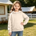 thumbnail image 5 of DJDLJWCJ Big Girls Long Sleeve Hoodie Solid Color Warm Pullover Sweatshirt Stretch Soft Comfy Hooded Sweatshirts Beige Size 2T, 5 of 9