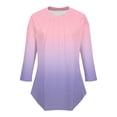 thumbnail image 4 of Jalioing Women's Blouses Crew Neck Pleated Front Casual Tunic Tops 3/4 Sleeve Gradient Fashion Summer Shirts, 4 of 5