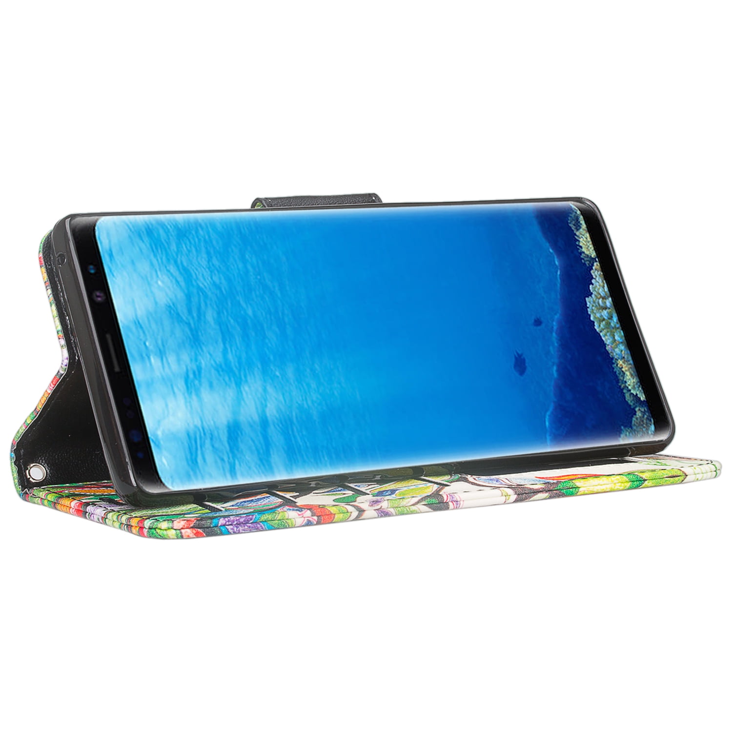Design Wallet Stand Case for Samsung Galaxy Note 8 Exact Fit with Handstrap