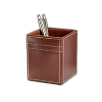 Rustic Brown Leather Pencil Cup