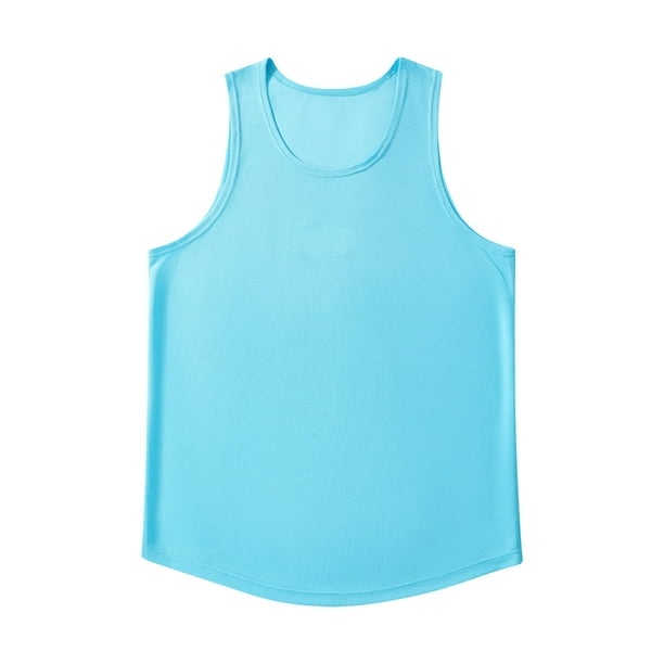 pstuiky Camiseta sin mangas para hombre, Camiseta deportiva de tirantes con cuello redondo, transpirable, informal, de color liso, para hombre Camisas para hombres m
