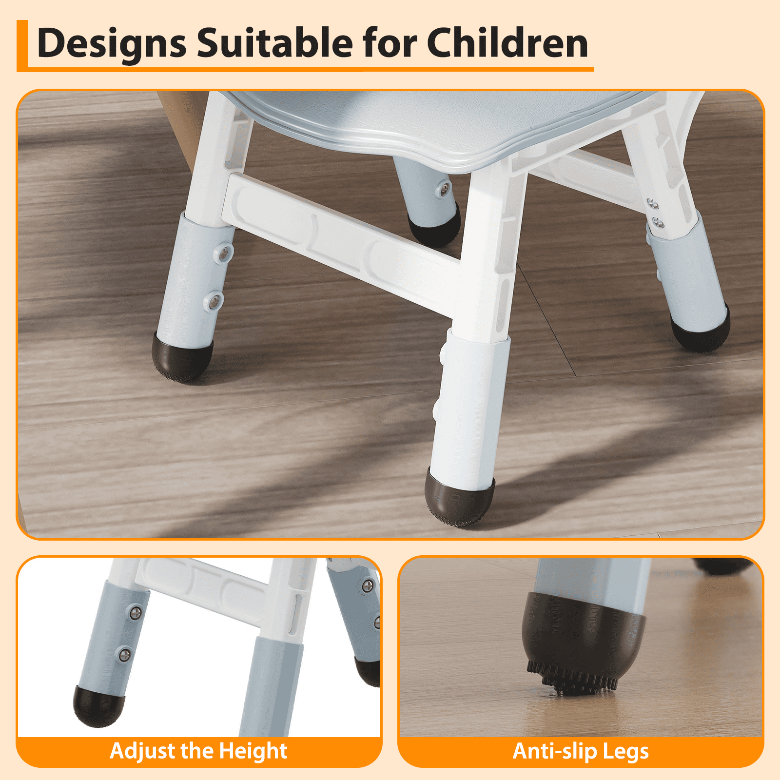 Kids Chair Set of 2 with Height Adjustable Chair, Plastic Toddler Chairs for Children Boys Girls, Kids Hammock Chair, Booster Chairs for Toddlers