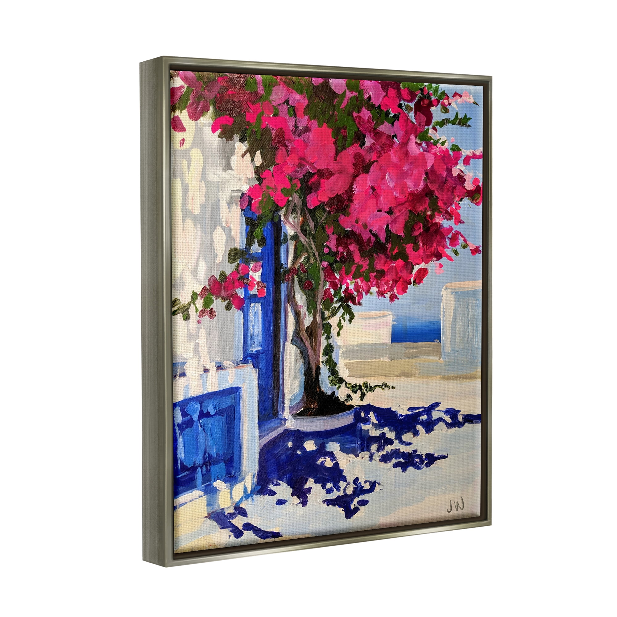Stupell Industries Abstract Tree in City Botanical & Floral Painting Gray Floater Framed Canvas Art Print Wall Art, 25 x 31