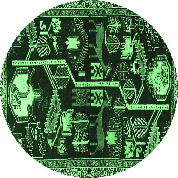 Ahgly Company Indoor Round Animal Emerald Green Traditional Area Rugs, 5' Round