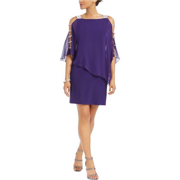 MSK Womens Embellished Sheath Dress, purple, XL