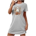 thumbnail image 1 of Camisón corto de talla grande para mujer, camisón de manga corta con estampado de pecho a la moda, camisón para mujer, 1 of 2