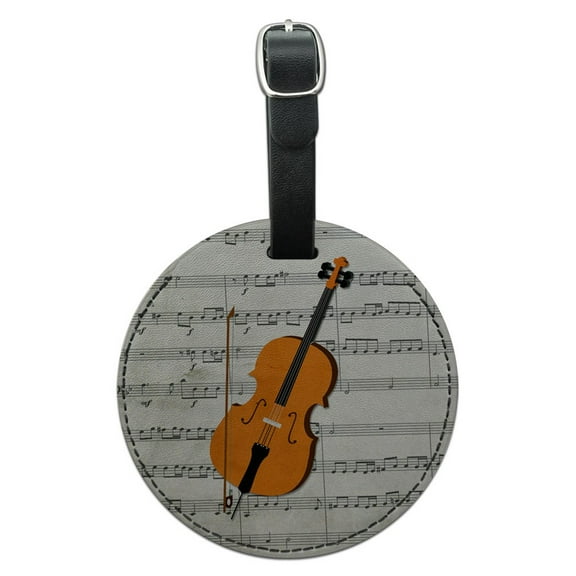 Graphics and More Cello Sheet Music Notes Treble Clef Round Leather Luggage ID Bag Tag Suitcase