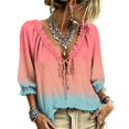 thumbnail image 2 of Summer V Neck Womens Blouses Dressy Casual 3/4 Sleeve Shirts Dressy Casual V-Neck Summer Tops Flowy Summer Ruffe Shirt, 2 of 5