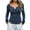 #2Navy, variant on Womens Long Sleeve Striped Henley Shirts V Neck Button Down Tops