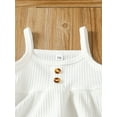 thumbnail image 4 of Gzhioc Baby Girl's Two-Piece Suit, Sleeveless Ruffle Hem Ribbed Sling Tops + Plaid Pattern Elastic Waist Flared Pants,White, 4 of 8