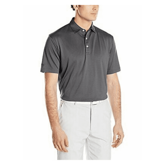 Callaway Men's Golf Short Sleeve Ventilated 3-Button Polo Shirt, Asphalt, Large