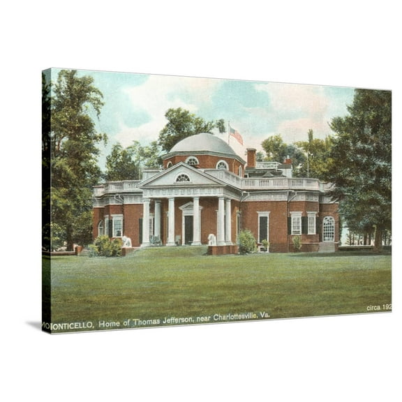 Art.com Monticello, Charlottesville, Virginia Stretched Canvas Print Wall Art, 36" x 24"