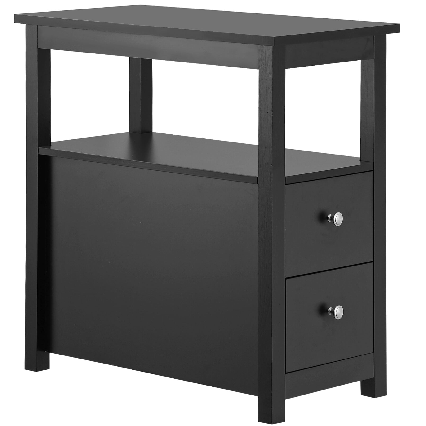 ZENSTYLE End Table Side cabinet with 2 Drawer and Shelf Narrow Nightstand Furniture Storage For Living Room Bedroom