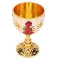 thumbnail image 3 of Calice Doré, Gobelet à Vin en Alliage de Zinc 4 Pouces Style Rétro pour Bar Fleur Rouge sur Or et Blanc, Or Rouge, 3 of 8