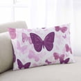 thumbnail image 2 of Purple Butterflies Throw Pillow Cover 20 x 30 Inch Decorative Pillow Cover Modern Art Summer Butterfly Lumbar Pillowcase Seasonal Rectangle Cushion Case for Couch Sofa Bed Living Room, 2 of 7