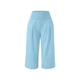 thumbnail image 7 of IVEYRTF Girls High Waist Wide Leg Capri Pants Elastic Waist with Pockets Kids Casual Comfortable Spring Summer Everyday Bottoms(Light Blue,8 Years), 7 of 7