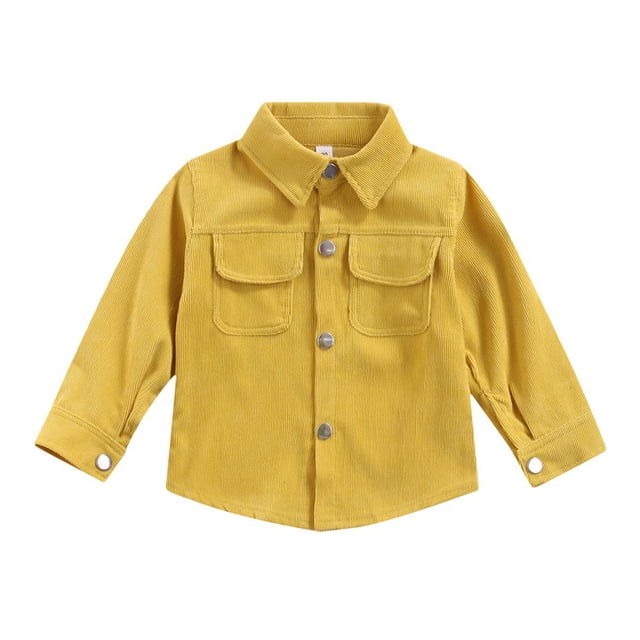 Toddler Boys Corduroy Coat Long Sleeve Button-down Solid Color with Pocket Fall Jacket Outwear