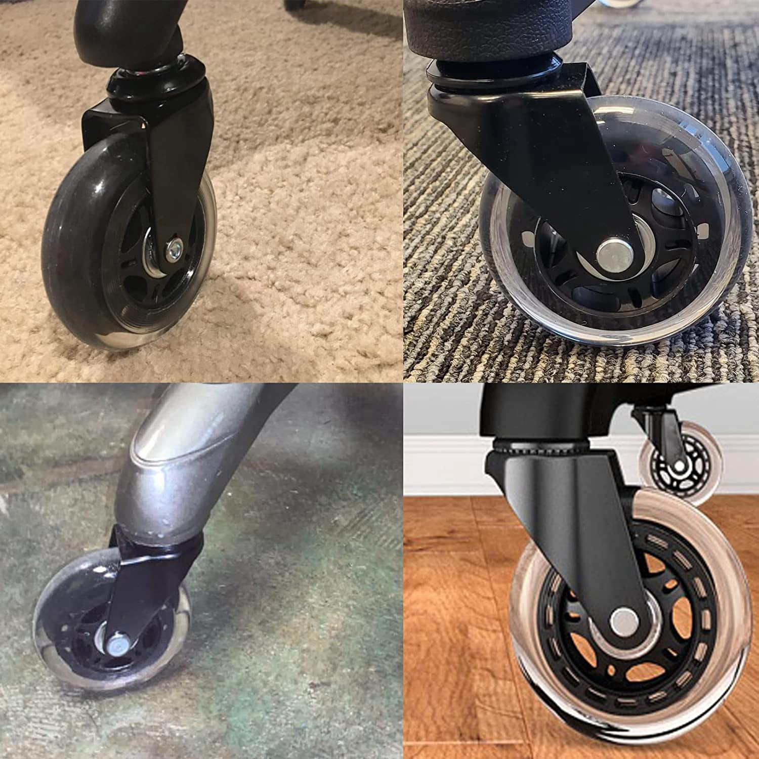 waltyotur 5 Packs 3 Inches Office Chair Wheels, Heavy Duty Rubber Casters for Replacement Office Chair Pads, Office Chair Wheels for Hardwood Floors and Carpets