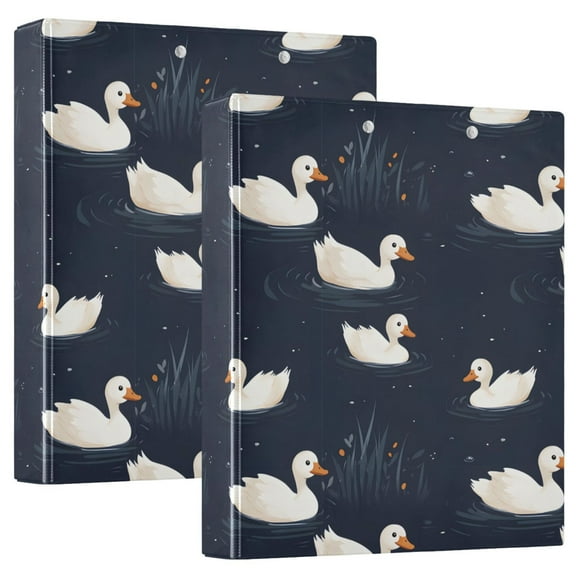 ALAZA Cute Duck Hardcover 3 Ring Binder 1.5" Round Rings Interior Pockets Binders Organizer 2 Pack