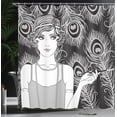 thumbnail image 4 of Ambesonne Pin up Girl Shower Curtain, Retro Party Concept, 69"Wx84"L, Grey Pale Grey and Black, 4 of 5