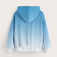 thumbnail image 4 of Domzest Girls Gradient Hoodies Zip UP Loose Fit Long Sleeve Sweatshirt Drawstring Hooded Pullover with Pocket for 3-14 Years Light Blue 100 Age:2-3Y, 4 of 5