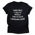thumbnail image 1 of Pompotops Femmes Sometims i talk Letter O Col Chemise Pull Manches Courtes Tops Tee, 1 of 1