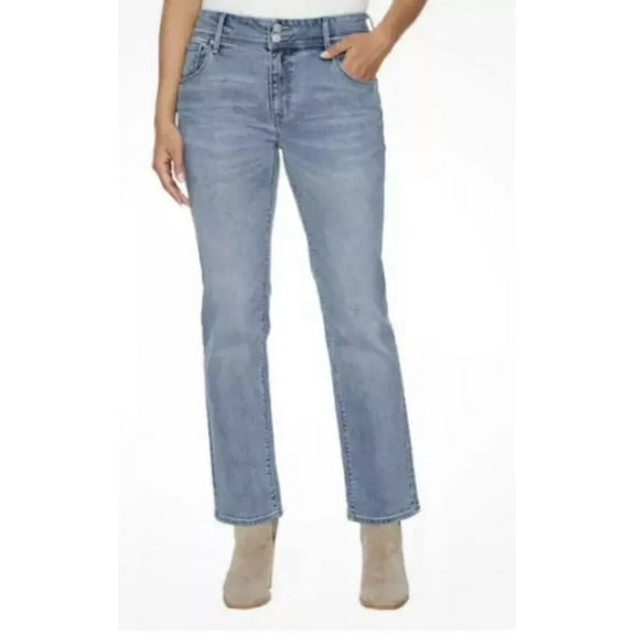 Hudson Women's Mid Rise Straight Jean, Premium Stretch Denim, Icy Blue, 8
