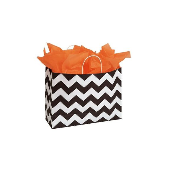 SSWBasics Black and White Chevron Design - Case of 100 - 80# Paper Weight - 16”L x 6”D x 12 ½”H - Vogue
