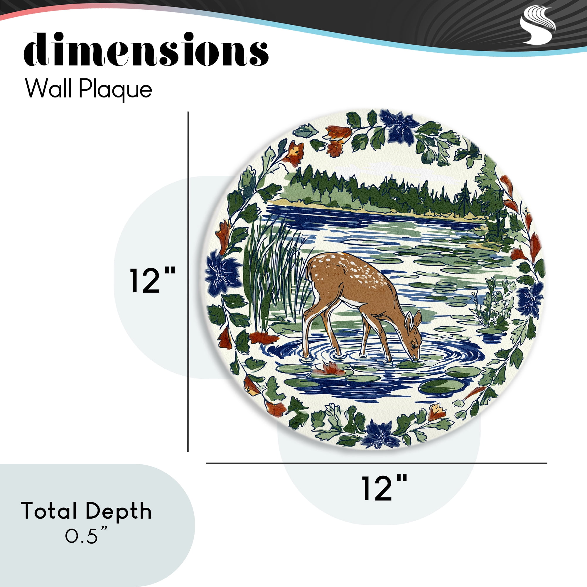 Stupell Industries Deer Drinks Water Circular Wall Plaque, design by Yen