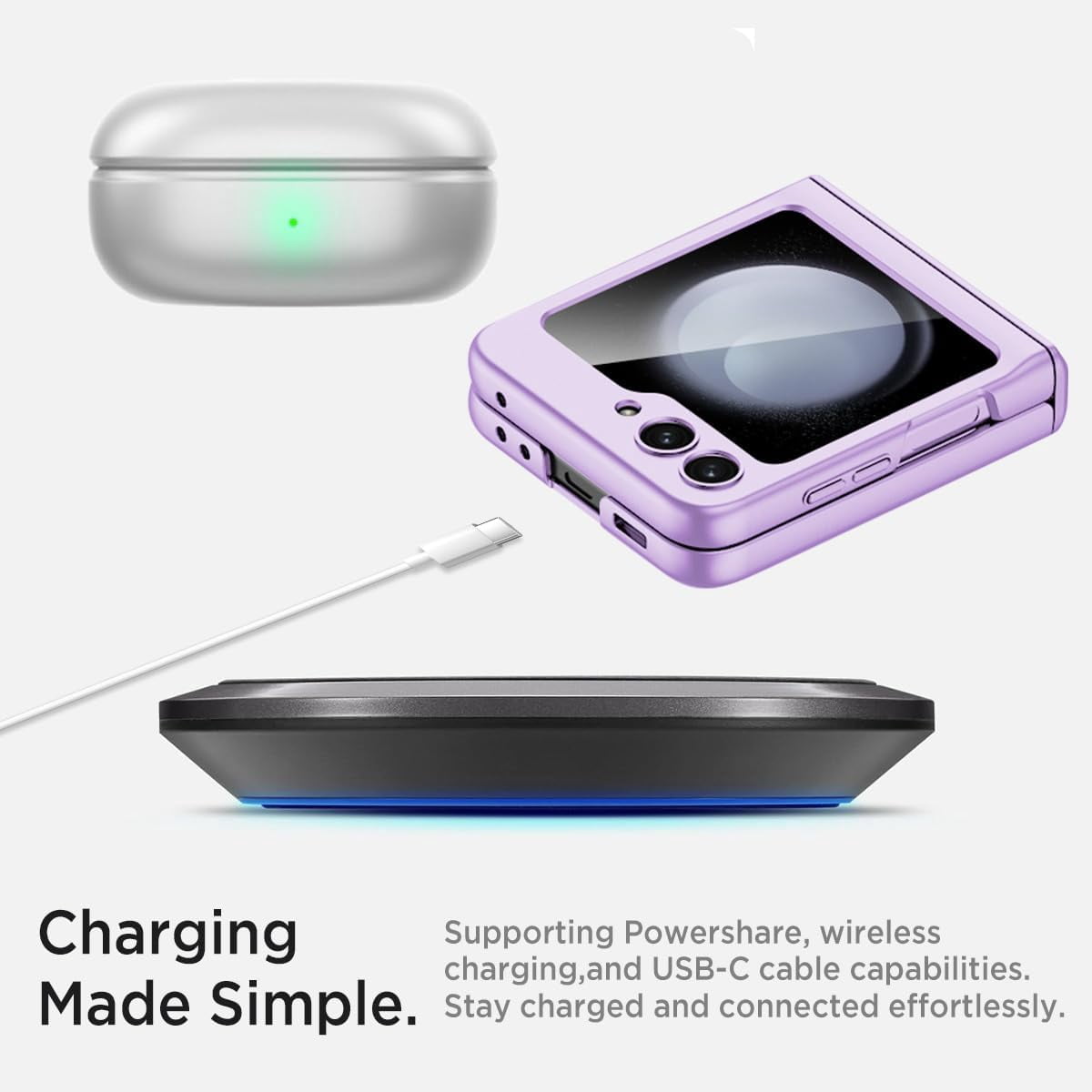 Case for Samsung Galaxy Flip 5 Case, |Built-in Clear Screen Protector Slim Folding Free Military-Grade Anti-Drop Shockproof| Magnetic Hinge Phone Case for Samsung Flip 5 Violet