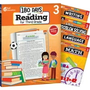 180 Days of Third Grade Practice, 3rd Grade Workbook Set for Kids Ages 7-9, Includes 5 Third Grade Workbooks to Practice Math, Reading 2nd Edition, and Problem Solving Skills (180 Days of Practice)