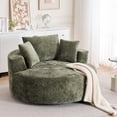 thumbnail image 5 of Round Accent Chair, 360 Swivel Chenille Barrel Chair, Fluffy Modern Sleeper for Living Room, Bedroom, Reading Room and Lounge (Green), 5 of 11
