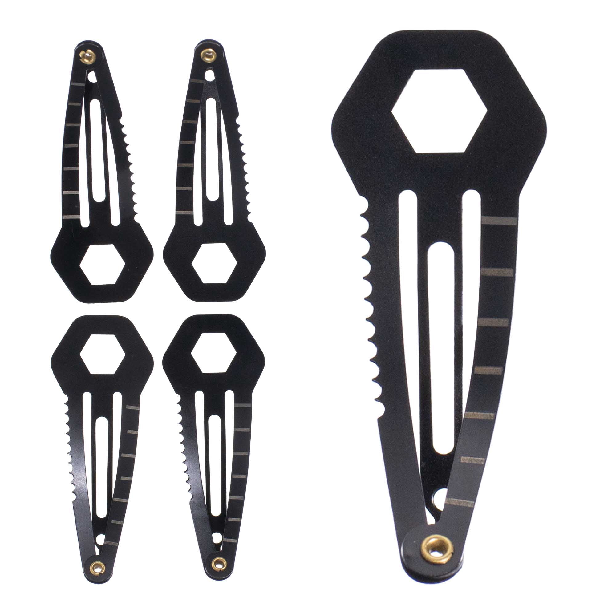West Coast Paracord Utility Hair Clip - 2 Pack, 5 Pack, and 10 Pack - Black and Silver