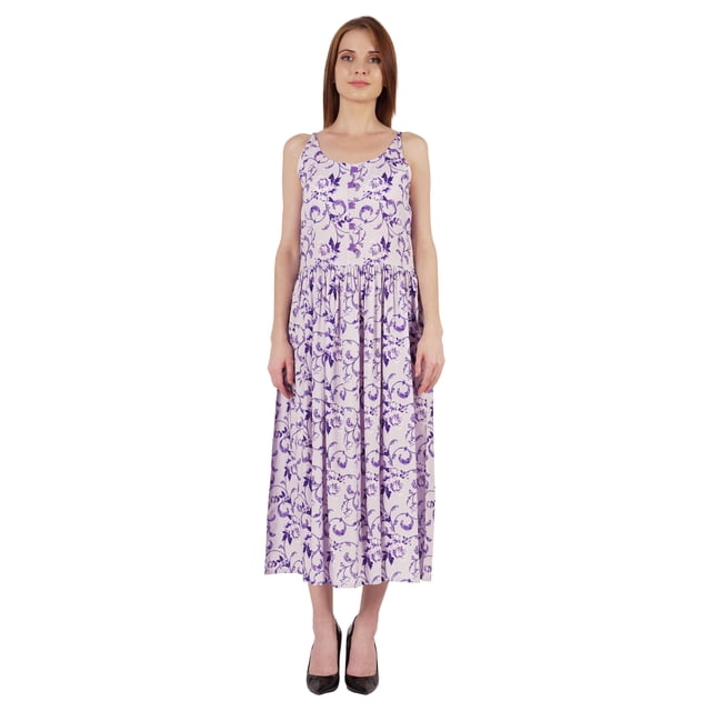 Phagun Robe d'Été Décontractée Ample pour Femme, Longue, Sans Manches, Maxi, Robe d'Été pour Plage et Villégiature