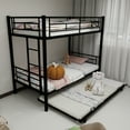 thumbnail image 2 of Twin over Twin Bunk Bed with Trundle,Heavy Duty Metal Bed Frame with Sturdy Guardrail for Kids/Adults,Noise Reduced,Black, 2 of 6