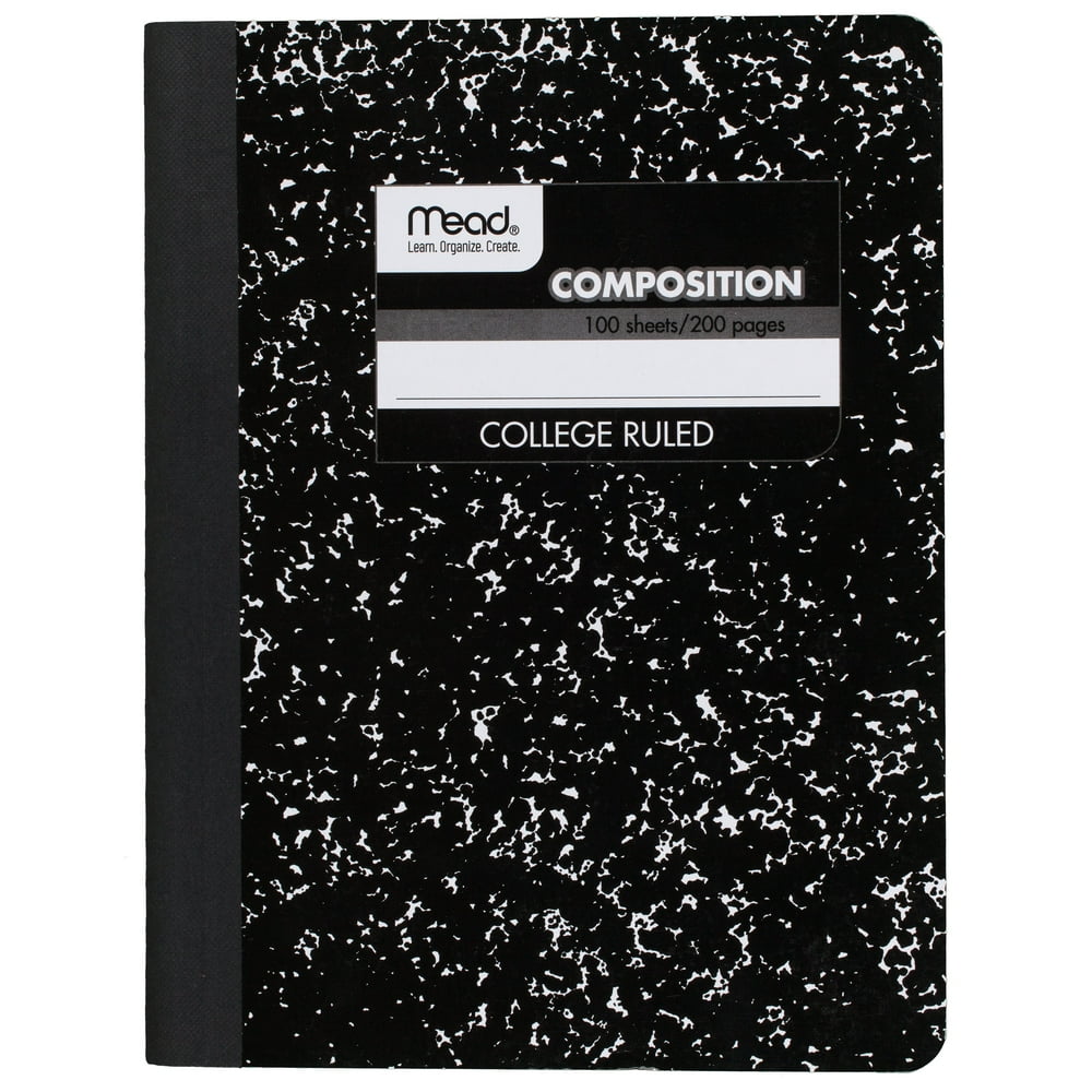 Mead Composition Book, College Rule, 100 Sheets, Black Marble (09932
