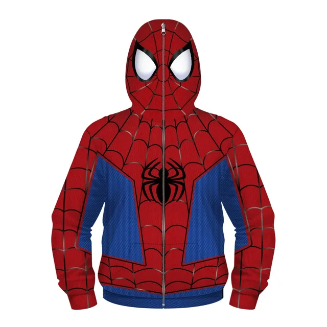 Sudadera con capucha de superhéroe Spiderman de Los Vengadores para niños, Miles Morales, sudadera con cremallera 3D, chaqueta de Iron Man, disfraz de cosplay de anime para niños y niñas