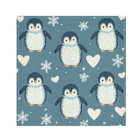 

WOBOGO Cute Penguins Blue Pattern Cloth Napkins 1 Piece Soft Elegant Touch Durable Absorbent Quick Drying for Elegant Dining