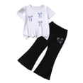 thumbnail image 2 of Cethrio Girls Summer Outfit Sets Short Sleeve, Short Sleeve School 2 Piece Kids' Clothing Sets White Size 5-6 T, 2 of 4