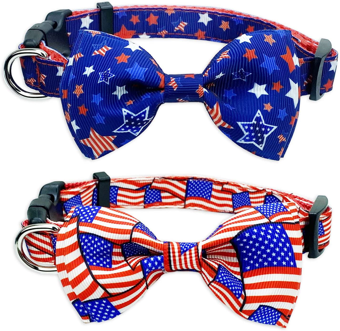 Navy Stars Patriotic Dog Bow Tie Collar