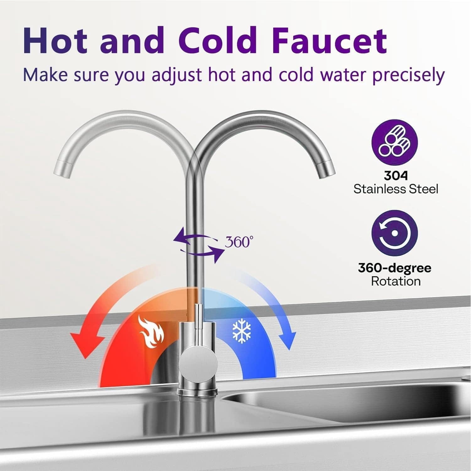 EastVita Stainless Steel Utility Sink Free Standing Single Bowl Sink with Cold and Hot Water Pipe Commercial Kitchen Utility Sinks for a Laundry Room Bathroom Kitchen Indoor Outdoor
